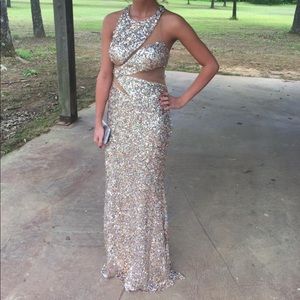 Gold sequin prom dress